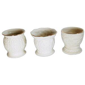 Lenox Beaded Candle Holders Gold Trim Set Of 3 Decorative Accents
